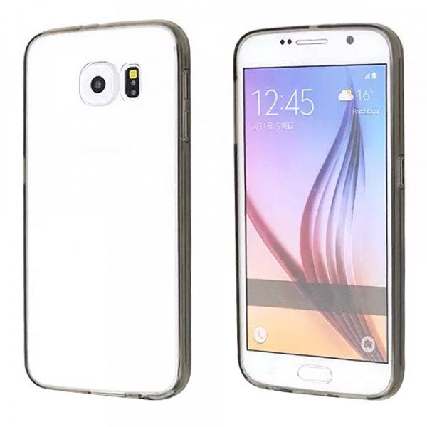 Wholesale Samsung Galaxy S6 Edge Plus Crystal Clear Gummy Hybrid Case (Gray)